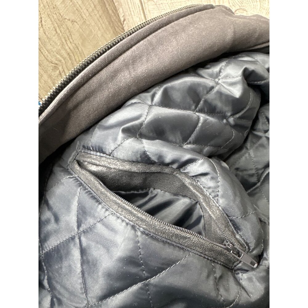Mens Large Flavor Pigskin Leather Motorcycle Jacket Gray w/ Detachable Hood - Picture 9 of 10